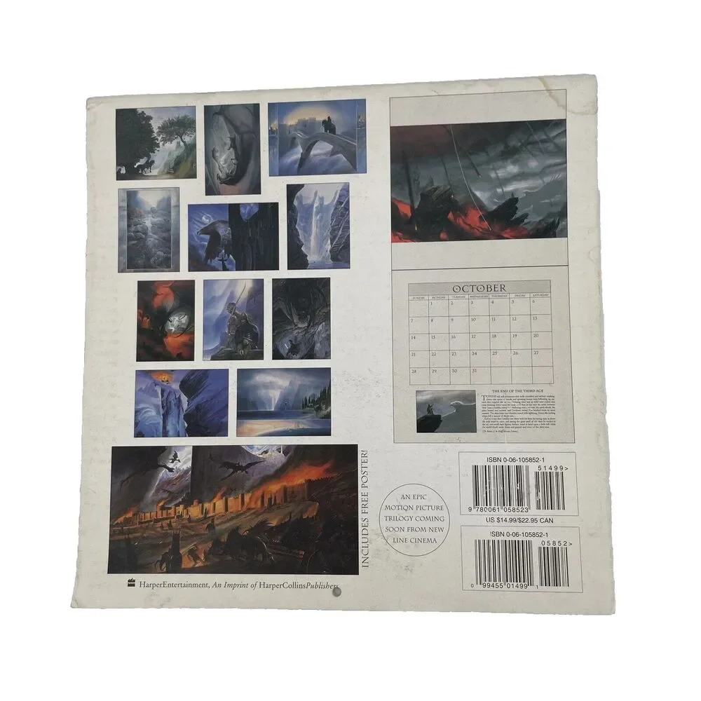 Lord of the Rings 2001 Tolkien Wall Calendar Illustrated John Howe LOTR 12
